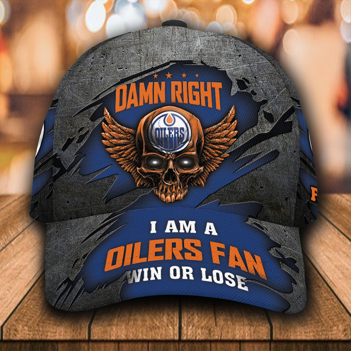 Personalized Edmonton Oilers Skull Damn Right 3D Classic Baseball Cap CNI780