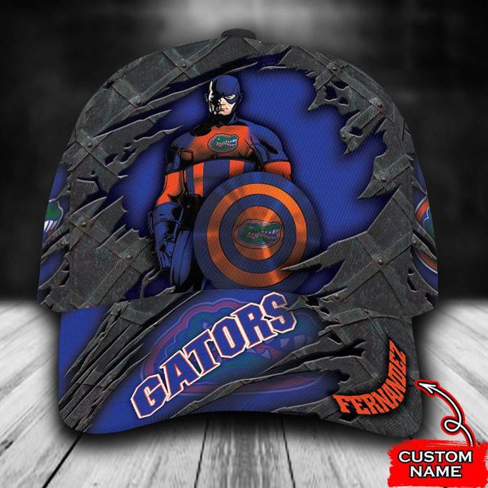 Personalized Florida Gators Captain America Marvel 3D Baseball Cap Blue CNI1761
