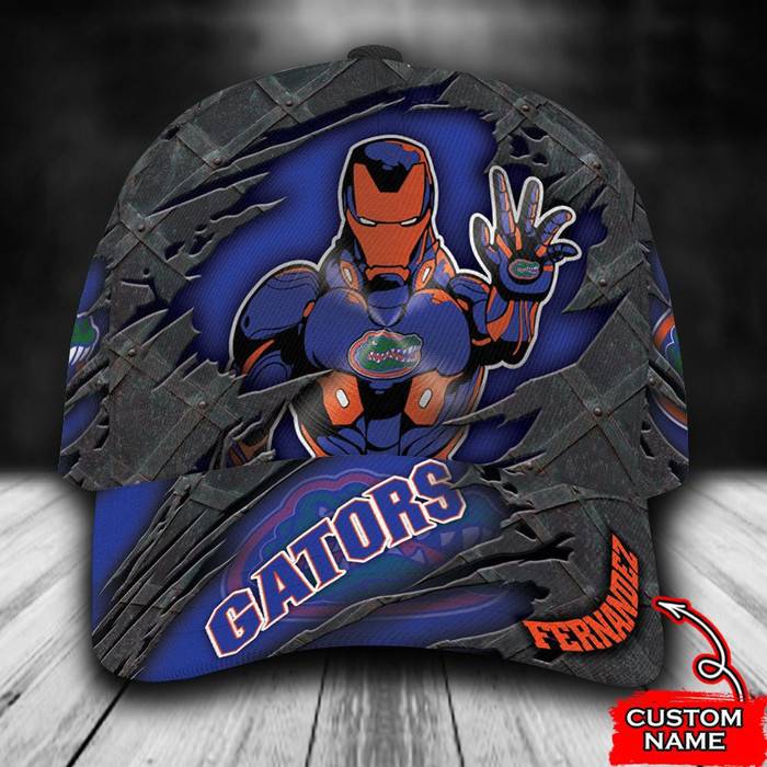Personalized Florida Gators Iron Man Marvel 3D Baseball Cap Blue CNI1552