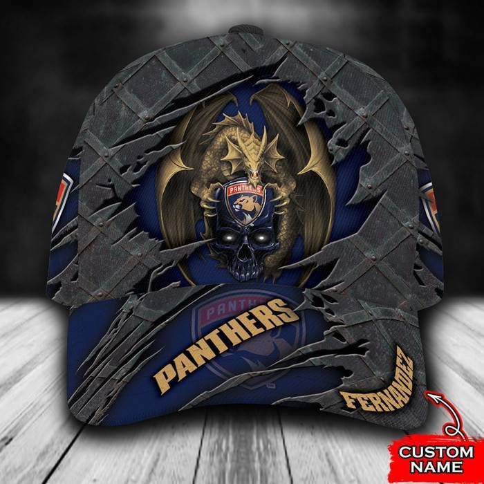 Personalized Florida Panthers Skull Dragon 3D Classic Baseball Cap CNI390