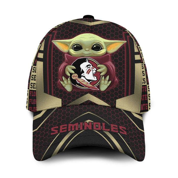 Personalized Florida State Seminoles Baby Yoda 3D Baseball Cap CNI1639