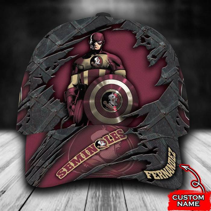 Personalized Florida State Seminoles Captain America 3D Classic Baseball Cap CNI597