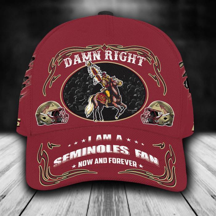 Personalized Florida State Seminoles Damn Right Text 3D Classic Baseball Cap CNI286