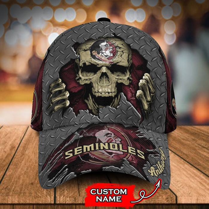 Personalized Florida State Seminoles Skull 3D Baseball Cap CNI1701