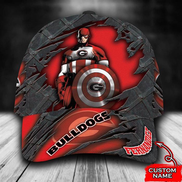 Personalized Georgia Bulldogs Captain America 3D Classic Baseball Cap CNI429