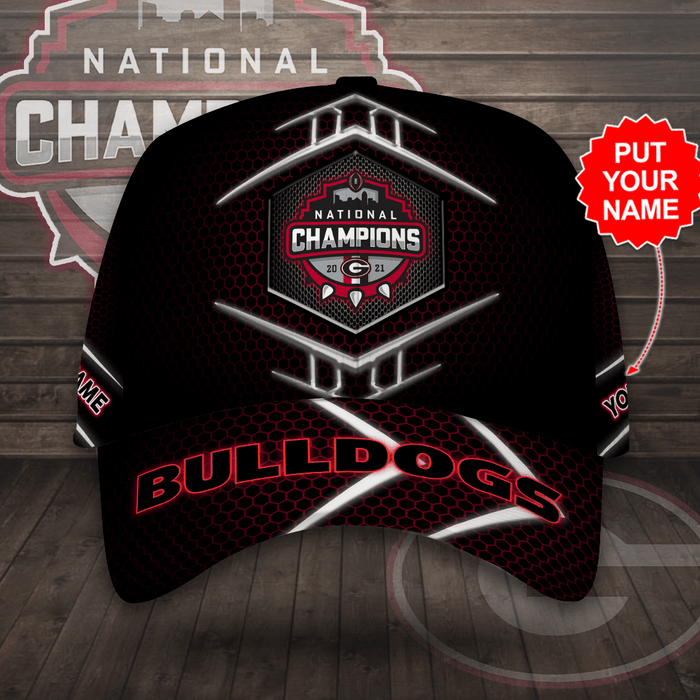 Personalized Georgia Bulldogs Classic Red Trellis Baseball Cap Black Cgi2238