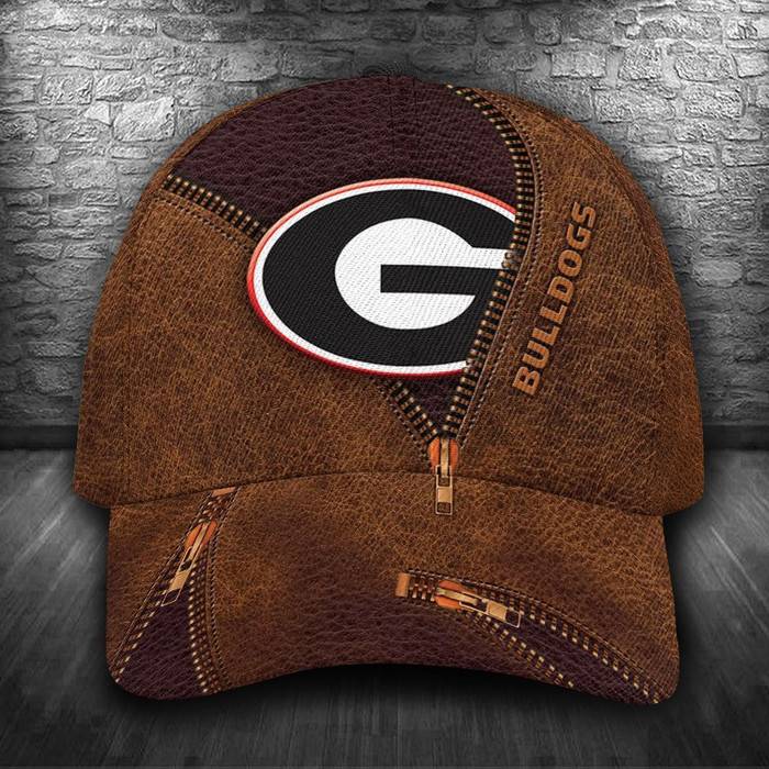 Personalized Georgia Bulldogs Zipper 3D Classic Baseball Cap Brown CNI1232