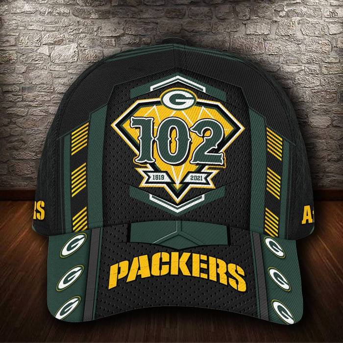 Personalized Green Bay Packers 102 Years 1919 2021 Anniversary 3D Baseball Cap CNI1533