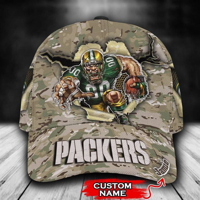 Personalized Green Bay Packers Camo Mascot 3D Classic Baseball Cap CNI1243
