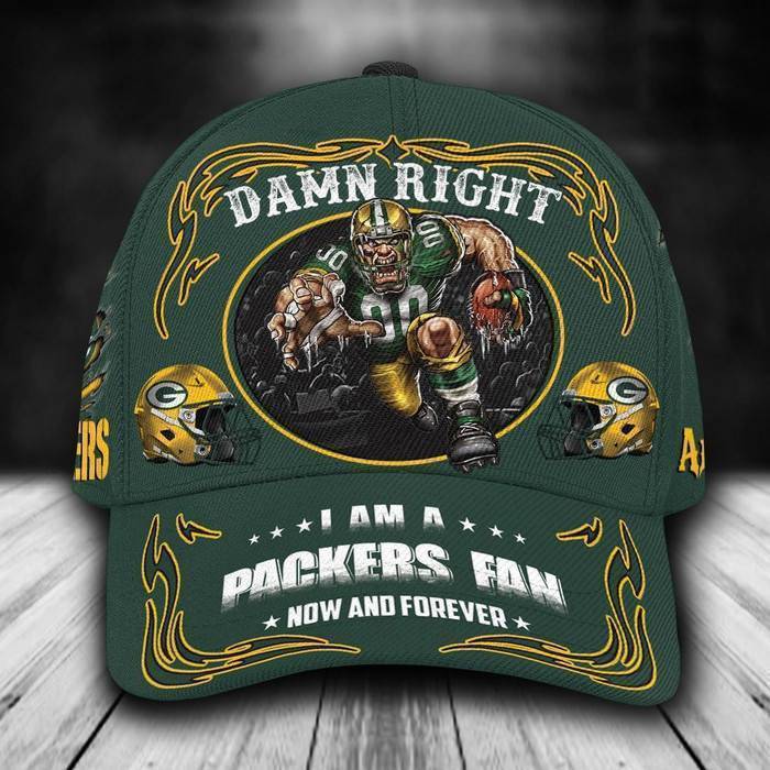 Personalized Green Bay Packers Dam Right Text 3D Classic Baseball Cap CNI171