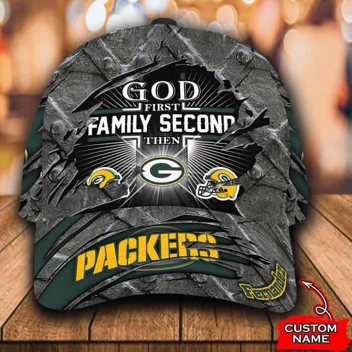 Personalized Green Bay Packers God First Family Second 3D Classic Baseball Cap CNI1279