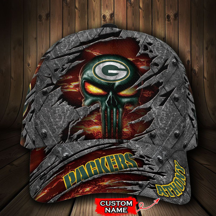 Personalized Green Bay Packers Luxury Skull 3D Classic Baseball Cap CNI536