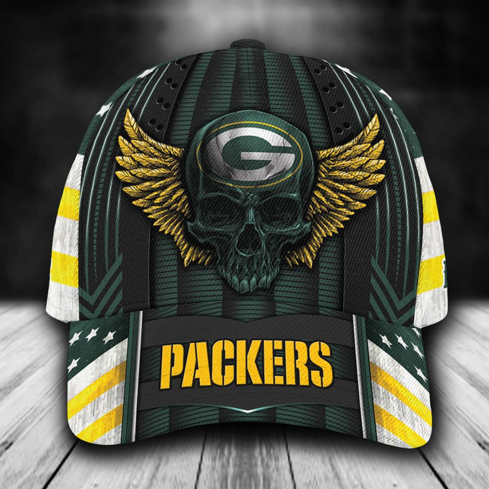 Personalized Green Bay Packers Luxury Skull 3D Classic Baseball Cap CNI836