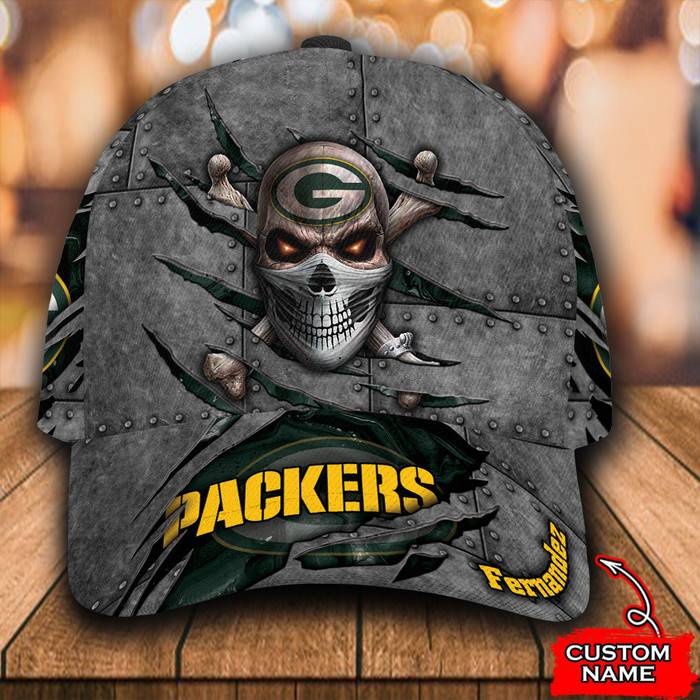 Personalized Green Bay Packers Skull 3D Baseball Cap CNI1115