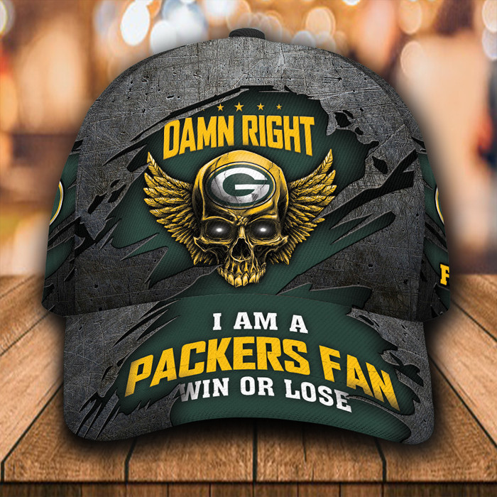 Personalized Green Bay Packers Skull Damn Right 3D Classic Baseball Cap CNI1248
