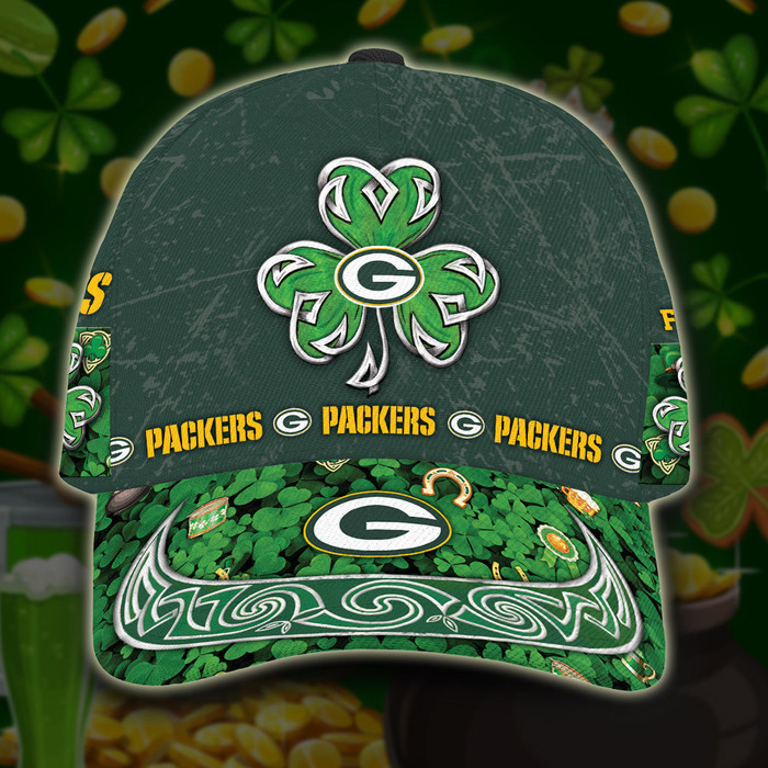 Personalized Green Bay Packers St Patrick Day 3D Baseball Cap Green CNI1148