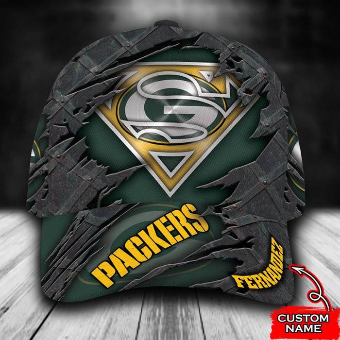 Personalized Green Bay Packers Superman 3D Baseball Cap Green CNI1530