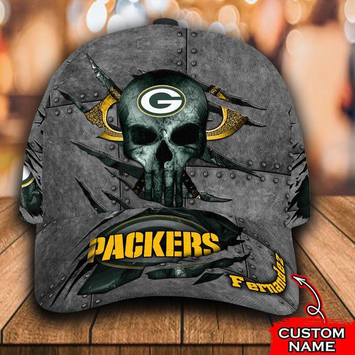 Personalized Green Bay Packers The Punisher Skull 3D Classic Baseball Cap CNI976