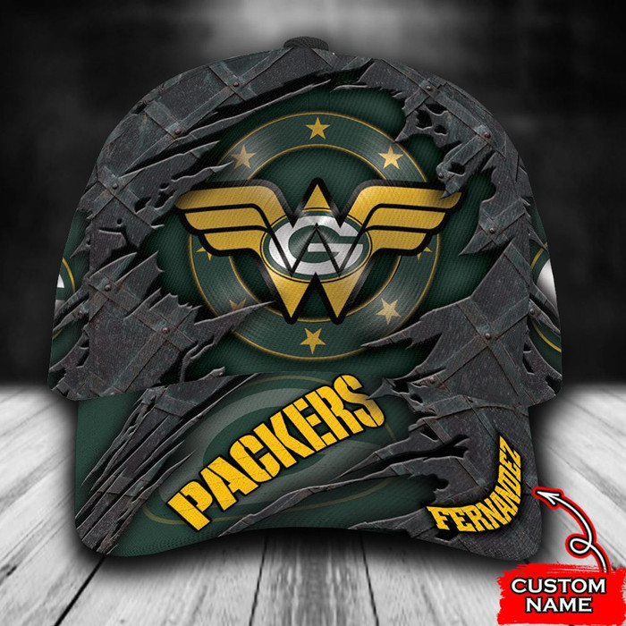 Personalized Green Bay Packers Wonder Woman Logo 3D Baseball Cap Green CNI1705