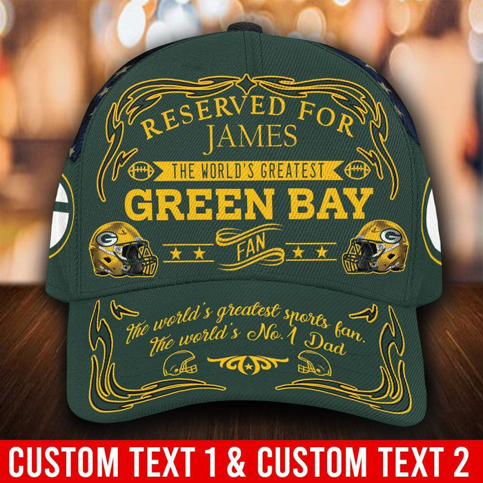 Personalized Green Bay Packers Worlds Greatest Sports Fan 3D Baseball Cap Green CNI1873