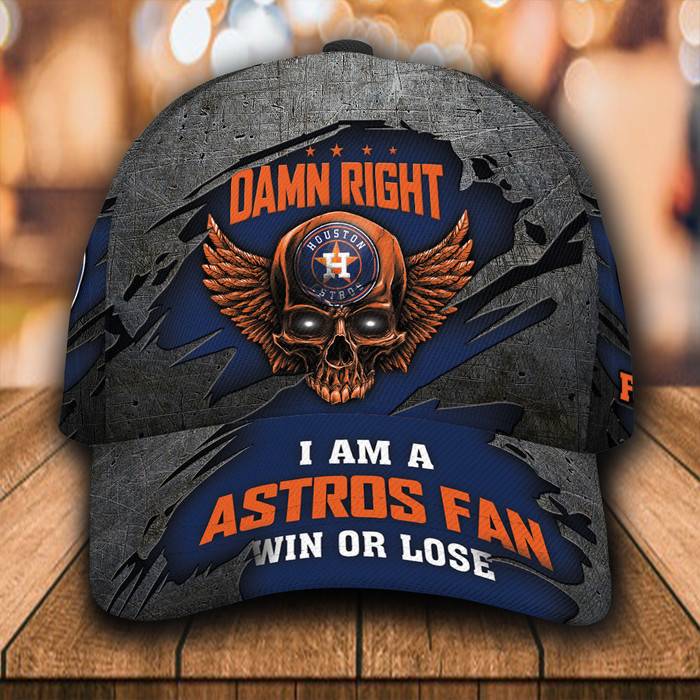 Personalized Houston Astros Skull Damn Right 3D Classic Baseball Cap CNI937