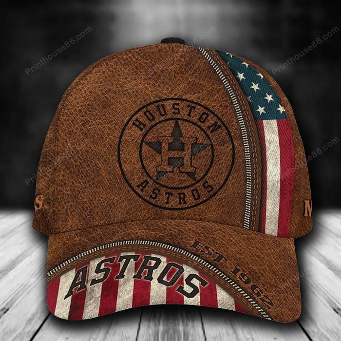 Personalized Houston Astros USA Flag Zipper 3D Classic Baseball Cap CNI1172
