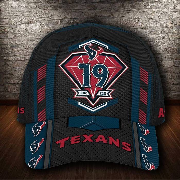 Personalized Houston Texans 19 Years Anniversary 2002 2021 3D Baseball Cap Black CNI1097