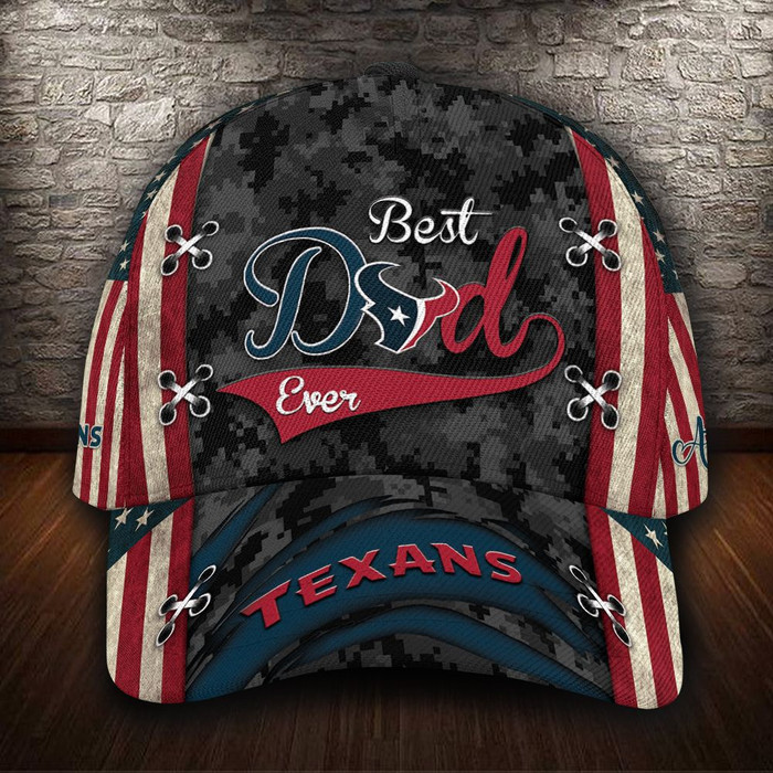 Personalized Houston Texans Best Dad USA Flag 3D Baseball Cap CNI1787