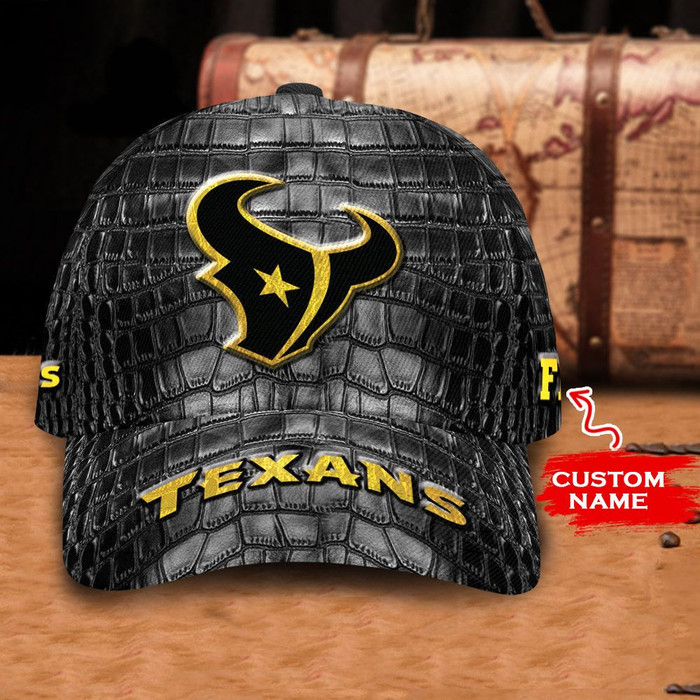 Personalized Houston Texans Crocodile Skin Pattern 3D Classic Baseball Cap CNI1282