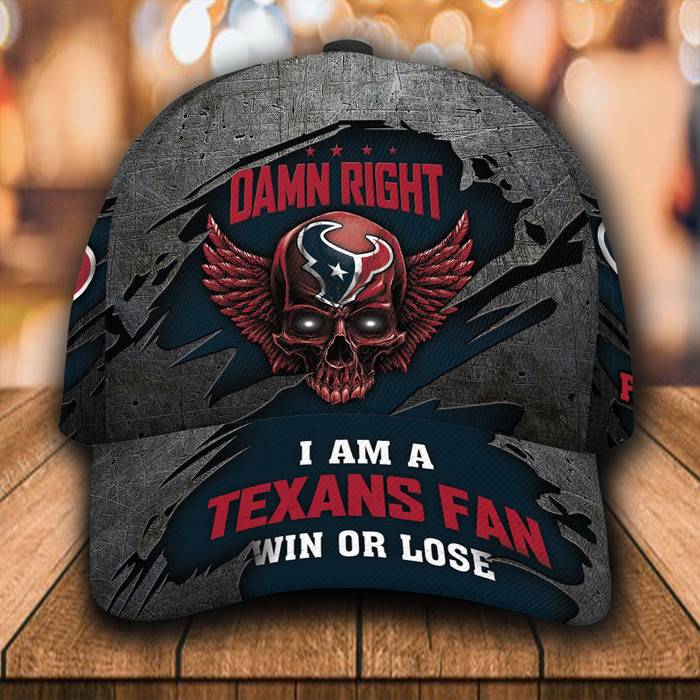 Personalized Houston Texans Luxury Skull Damn Right 3D Classic Baseball Cap CNI1394