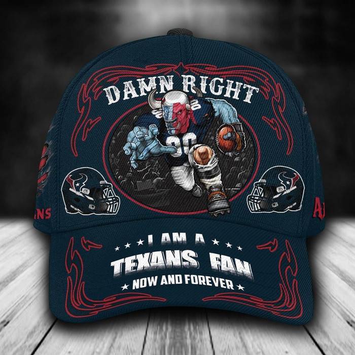 Personalized Houston Texans Mascot Damn Right 3D Classic Baseball Cap CNI1238