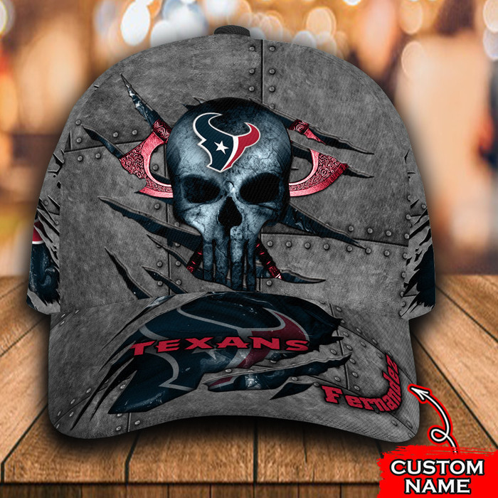 Personalized Houston Texans Skull 3D Baseball Cap CNI1646