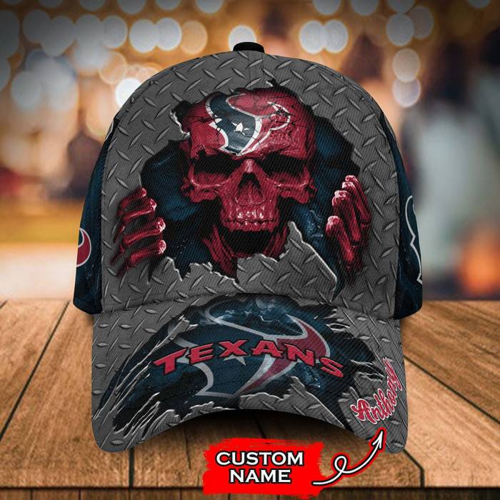 Personalized Houston Texans Skull 3D Baseball Cap CNI1938