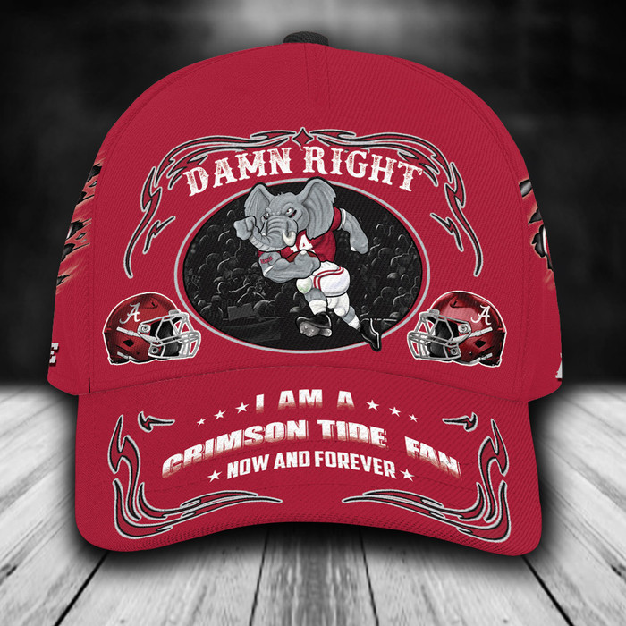 Personalized I Am A Alabama Crimson Tide Fan Mascot 3D Baseball Cap Red CNI1896