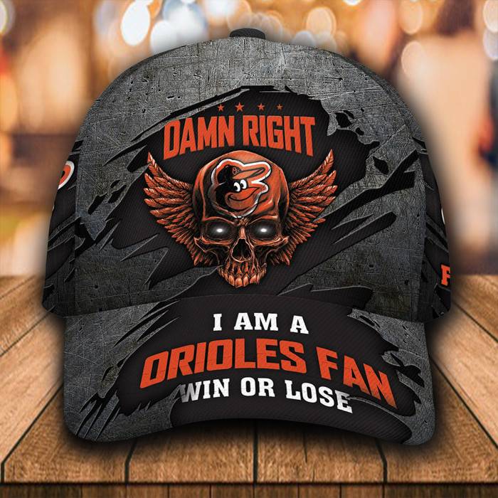Personalized I Am A Baltimore Orioles Fan Skull 3D Baseball Cap Black CNI1850