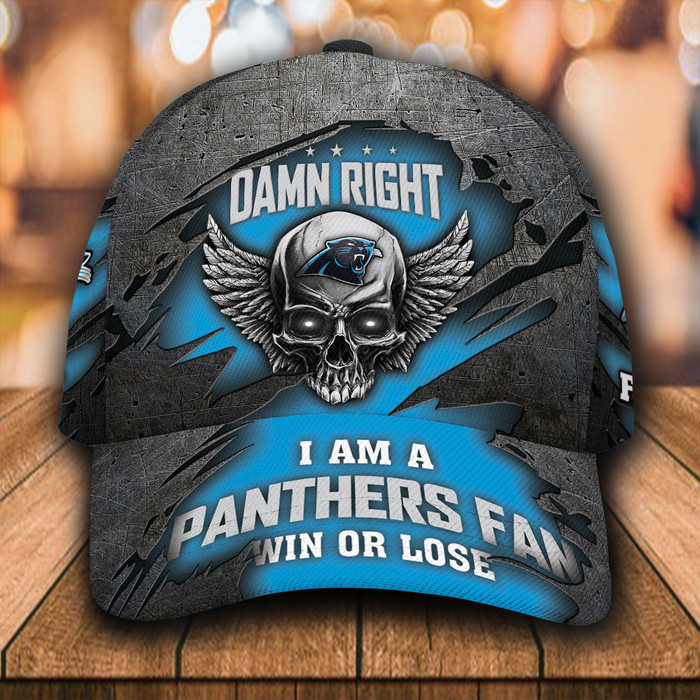 Personalized I Am A Carolina Panthers Fan Skull 3D Baseball Cap Blue CNI1922