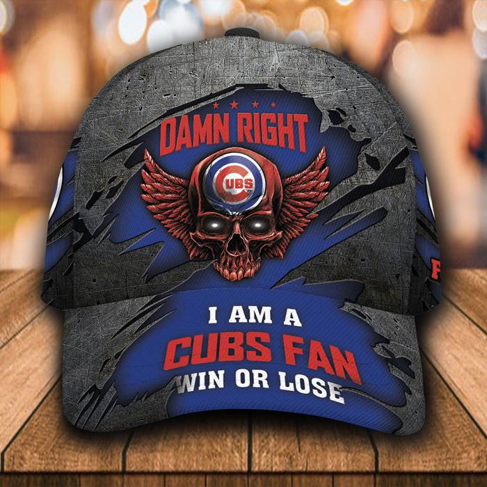 Personalized I Am A Chicago Cubs Fan Skull 3D Baseball Cap Blue CNI1531