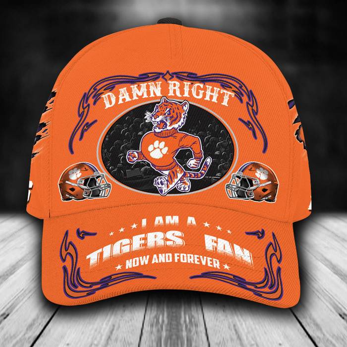 Personalized I Am A Clemson Tigers Fan Mascot 3D Baseball Cap Orange CNI1594
