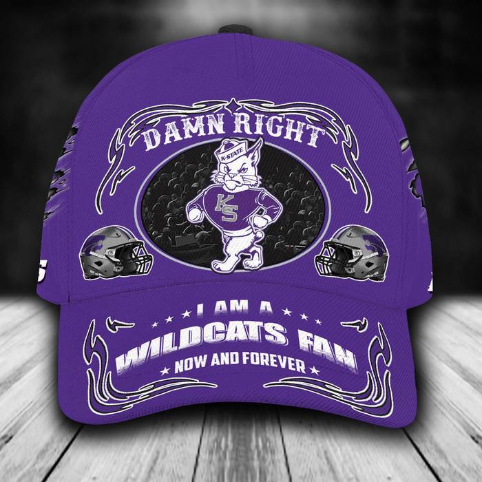 Personalized I Am A Kansas State Wildcats Fan Mascot 3D Baseball Cap Purple CNI1688