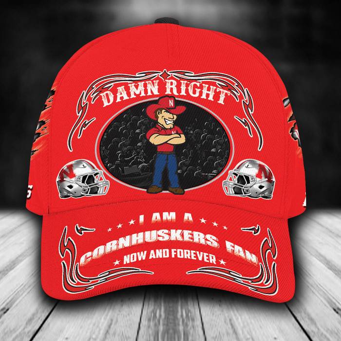 Personalized I Am A Nebraska Cornhuskers Fan Mascot 3D Baseball Cap Red CNI1756