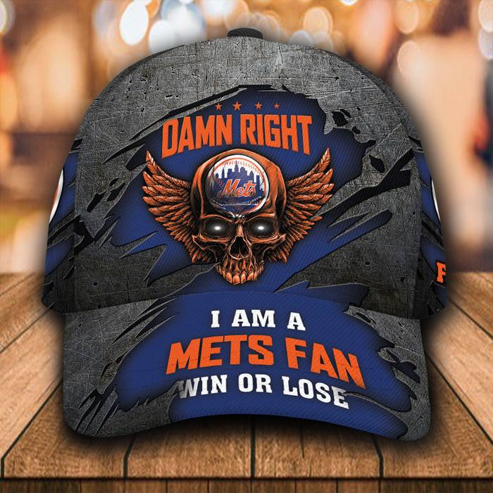 Personalized I Am A New York Mets Fan Skull 3D Baseball Cap Navy CNI1673