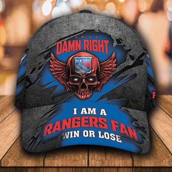 Personalized I Am A New York Rangers Fan Skull 3D Baseball Cap Blue CNI1930
