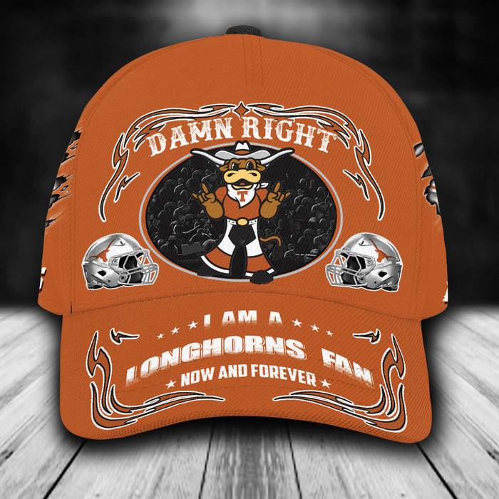 Personalized I Am A Texas Longhorns Fan Mascot 3D Baseball Cap Orange CNI1712
