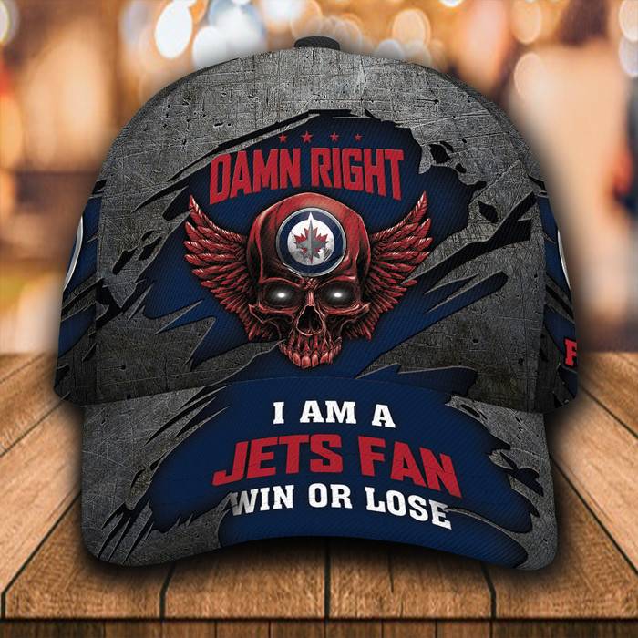 Personalized I Am A Winnipeg Jets Fan Skull 3D Baseball Cap Navy CNI1597