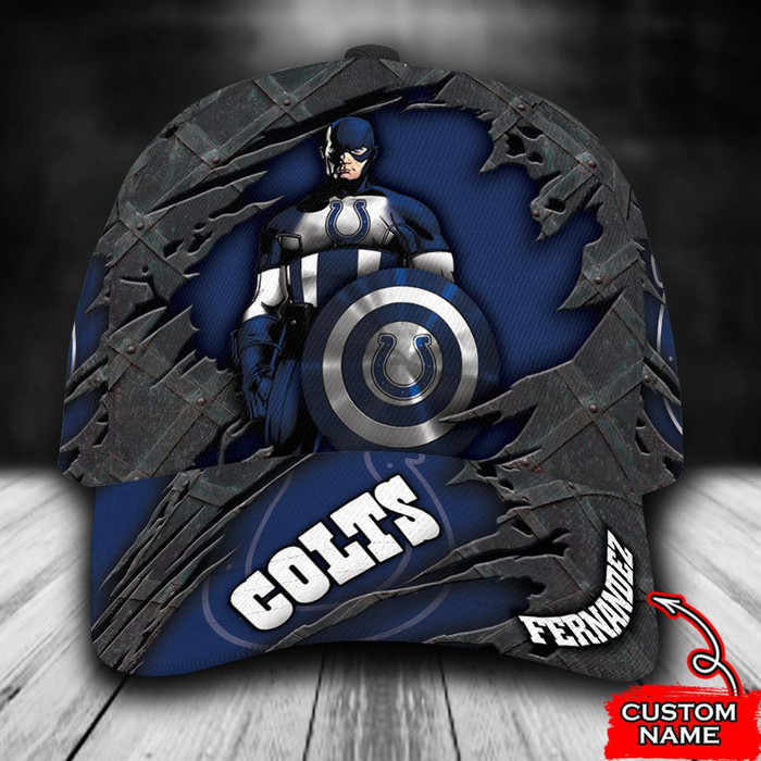 Personalized Indianapolis Colts Captain America Marvel 3D Baseball Cap Navy CNI1738