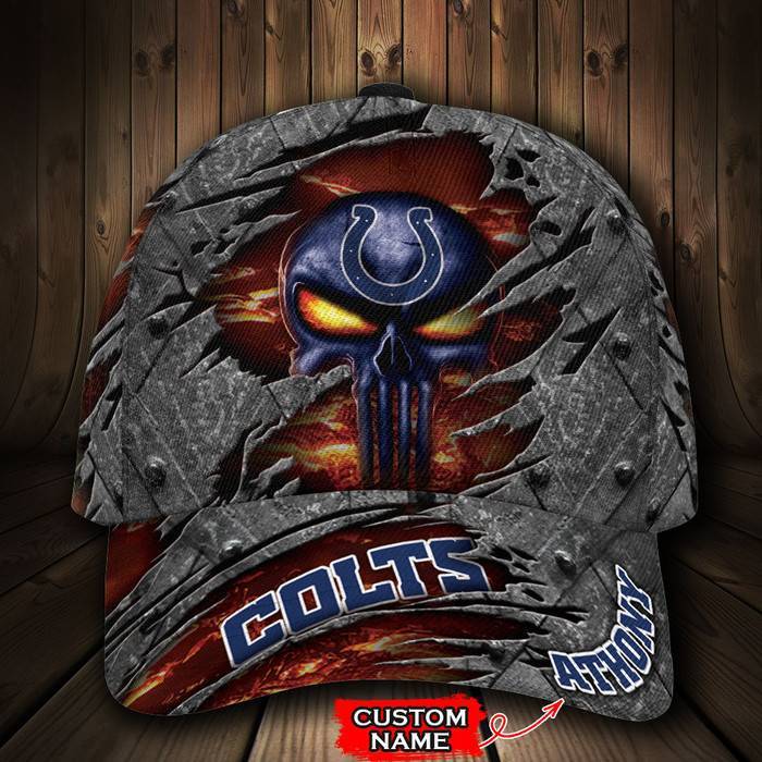 Personalized Indianapolis Colts Skull 3D Classic Baseball Cap CNI220