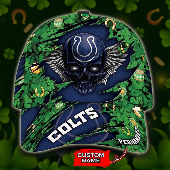 Personalized Indianapolis Colts St Patricks Day Skull 3D Classic Baseball Cap CNI938