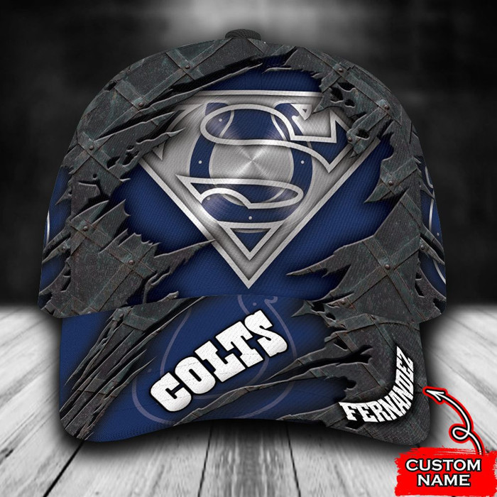 Personalized Indianapolis Colts Superman Logo 3D Baseball Cap Navy CNI1768
