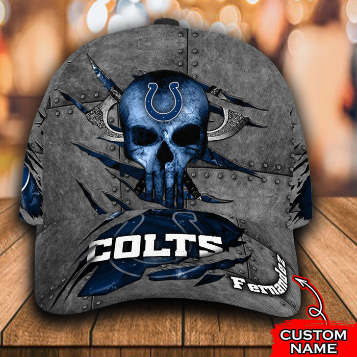 Personalized Indianapolis Colts The Punisher Skull 3D Classic Baseball Cap CNI828