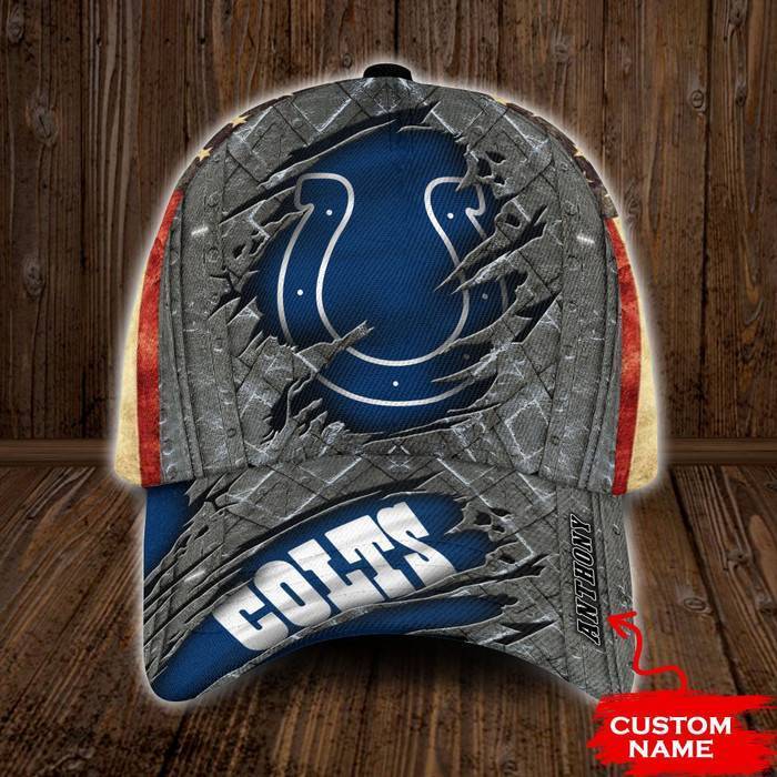 Personalized Indianapolis Colts USA Flag 3D Classic Baseball Cap CNI451